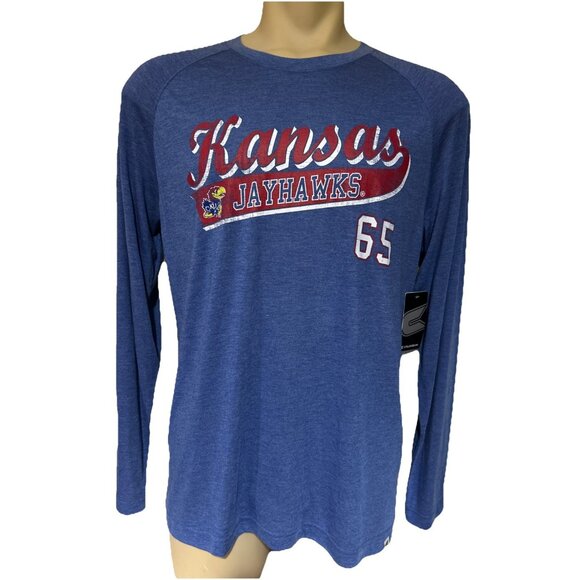 New KU Kansas Jayhawks Training Performance Shirt Mens Large Gray Colosseum - Picture 2 of 8